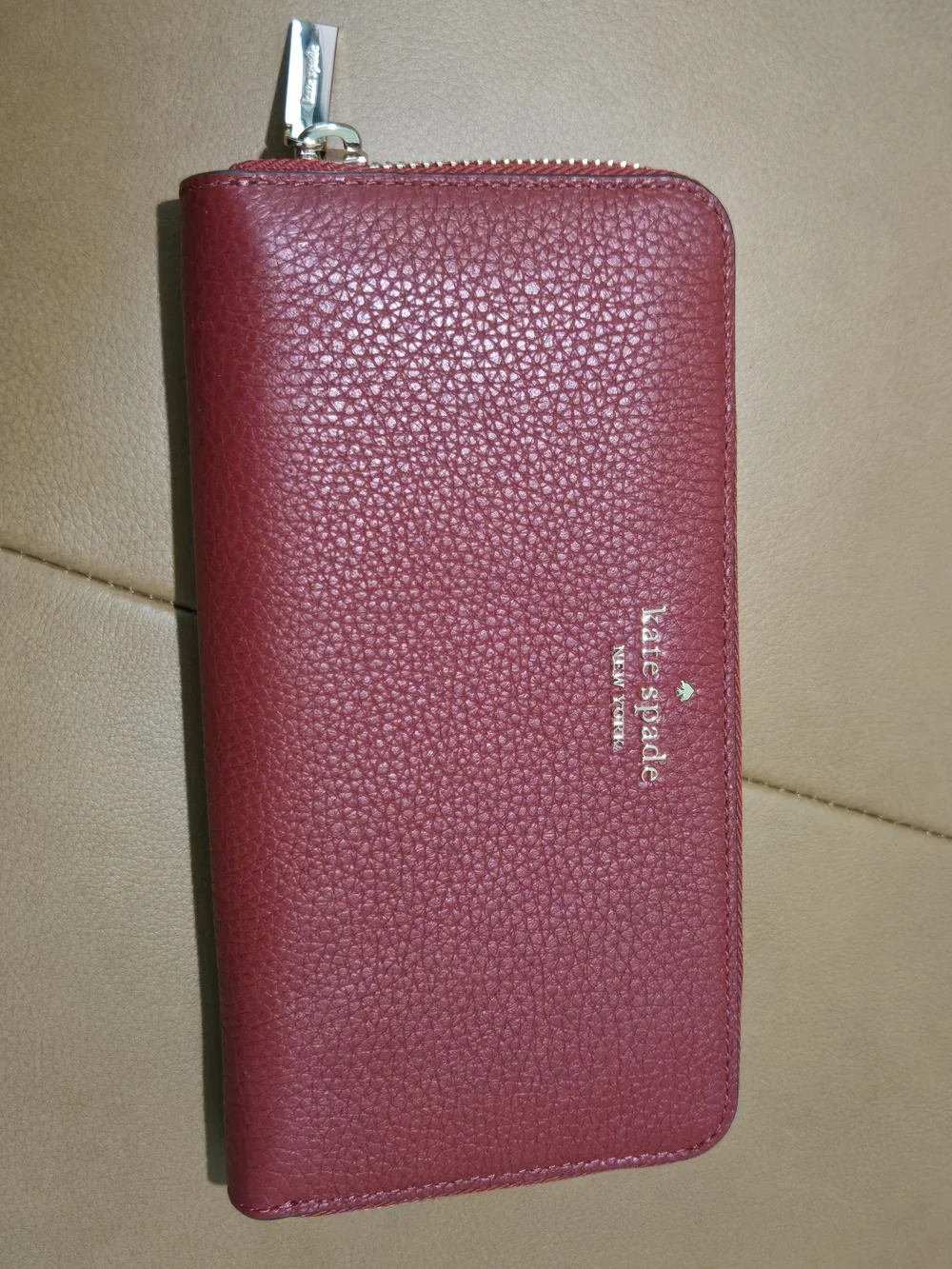 Kate Spade New York Large Continental Wallet Pebbled Leather Red Currant BNWT